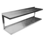 Полиця двохрівнева  з нержавіючої сталі 1200х300х350, борт позаду.