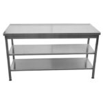Стіл виробничий  з нержавіючої сталі  1200х600х850мм, борт, 2 полички.